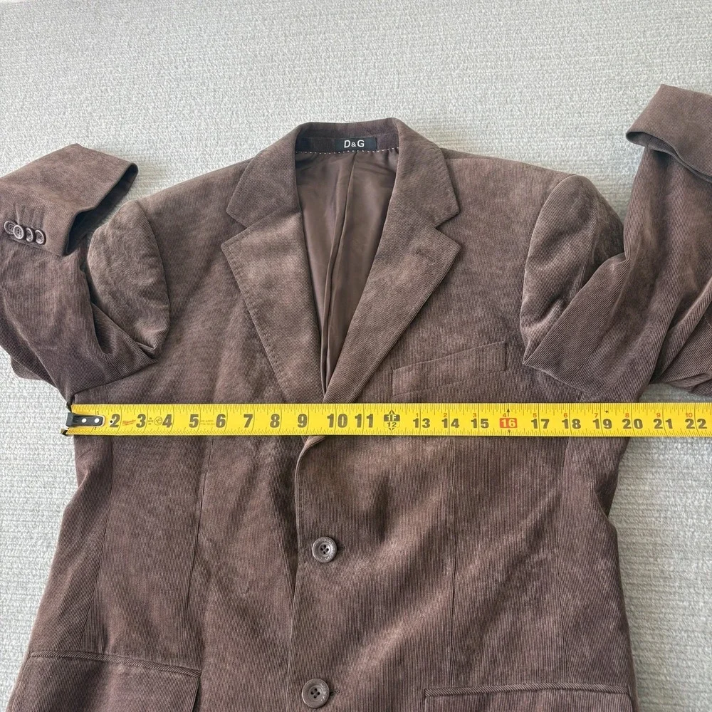 D&G Dolce &Gabbana Blazer IT 48 Brown Corduroy Wool Super 150s Elbow Patch